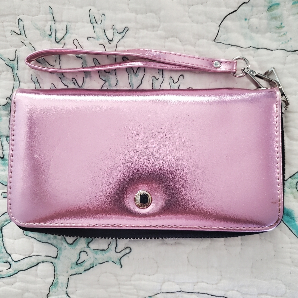BCBG metallic wristlet.